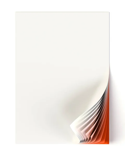 Blank Document Mock Red Monochrome Curled Corner Graphic Design Element — Stock Photo, Image