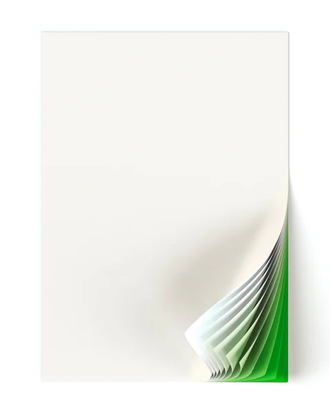 Blank Document Mock Green Monochrome Curled Corner Graphic Design Element — Stock Photo, Image