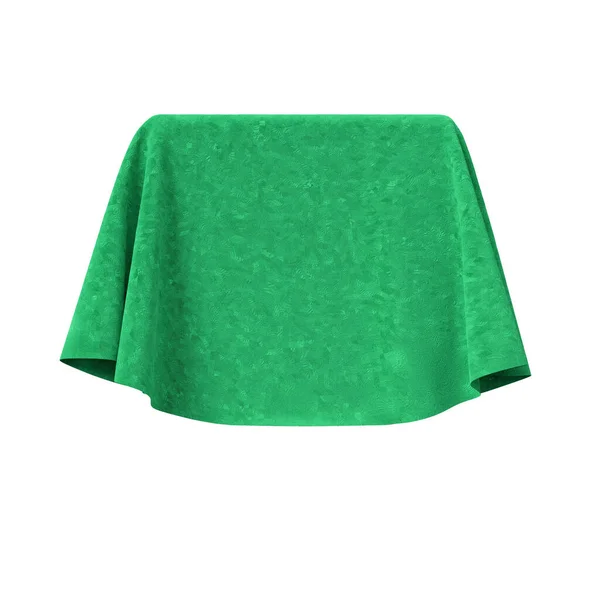 Box Covered Green Velvet Fabric Isolated White Background Surprise Award — Stock Photo, Image