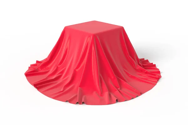 Box Covered Red Fabric Isolated White Background Surprise Award Prize — Stock Photo, Image