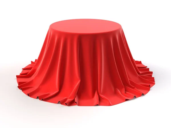 Box Covered Red Fabric Isolated White Background Surprise Award Prize — Stock Photo, Image