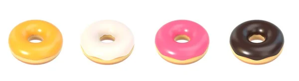 Parlak Tatlı Kremalı Lezzetli Donut Beyaz Arka Planda Izole Edilmiş — Stok fotoğraf
