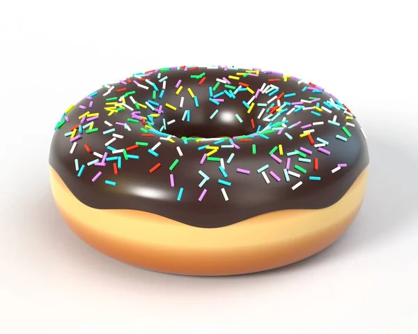 Heerlijke Kleurrijke Donut Met Glazuur Hagelslag Macro Uitzicht Amerikaanse Dessert — Stockfoto