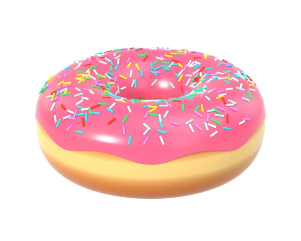분홍빛 설탕과 분말로 맛있는 색깔의 도넛이 매크로 스위트 아메리칸 디저트는 — 스톡 사진