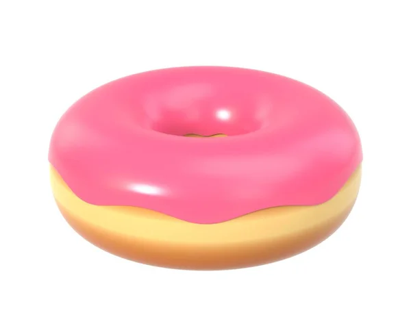 분홍빛 설탕과 분말로 맛있는 색깔의 도넛이 매크로 스위트 아메리칸 디저트는 — 스톡 사진
