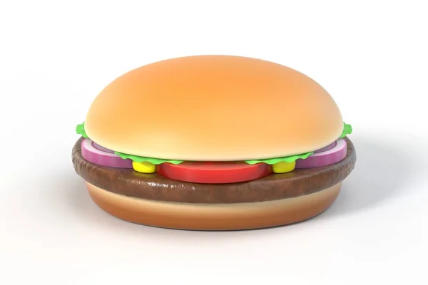 白と影で隔離されたファーストフードハンバーガー アメリカ料理バーガー レストラン広告 メニュー ポスター チラシのグラフィックデザイン要素 3Dイラスト — ストック写真