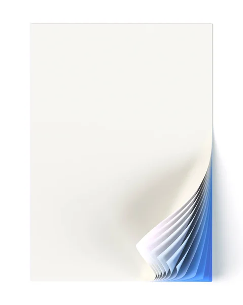 Blank Document Mock Blue Monochrome Curled Corner Graphic Design Element — Stock Photo, Image