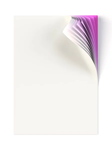 종이에 보라색꼬인 모서리가 그려져 그래픽 디자인 정체성 페이지 그림자가 포스터 — 스톡 사진