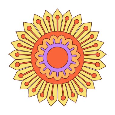 Karalama çiçeği. El çizimi grafik öğesi. Boho ve etnik stil mandala. Doğum günü kartları için dekoratif sanat, düğün ve bebek partisi davetiyeleri, hatıra defteri vs. Vektör illüstrasyonu.