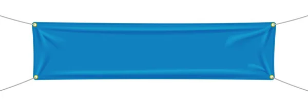 Μπλε Υφασμάτινο Πανό Πτυχώσεις Απομονωμένο Λευκό Φόντο Κενό Υφασμάτινο Πρότυπο — Διανυσματικό Αρχείο
