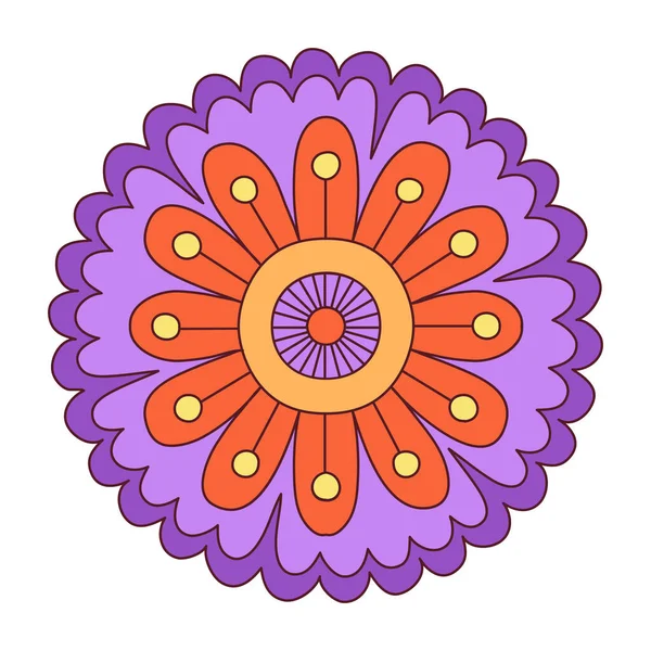 Fleur Caniche Élément Graphique Dessiné Main Mandala Boho Ethnique Art — Image vectorielle