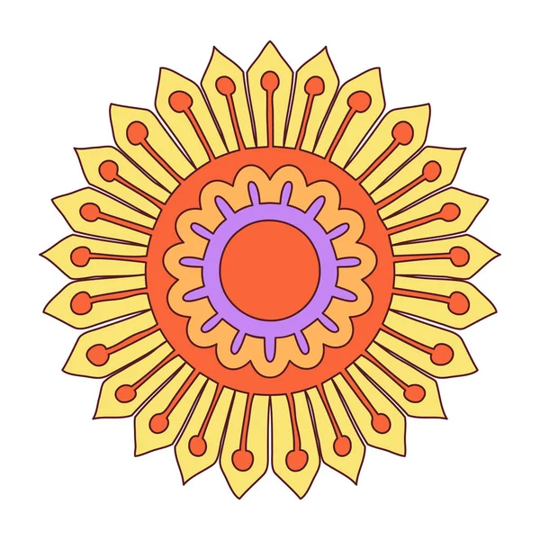 Kwiat Bazgrołów Ręcznie Rysowany Element Graficzny Boho Etniczna Mandala Dekoracyjna — Wektor stockowy