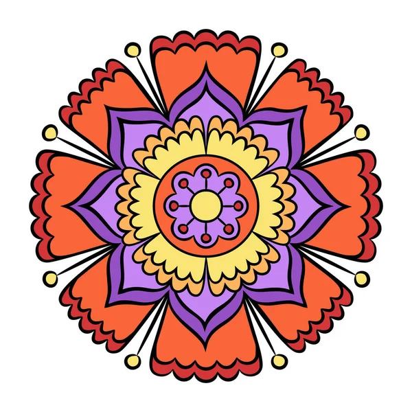 Doodle Flower Hand Drawn Graphic Element Boho Ethnic Style Mandala — Stock Vector