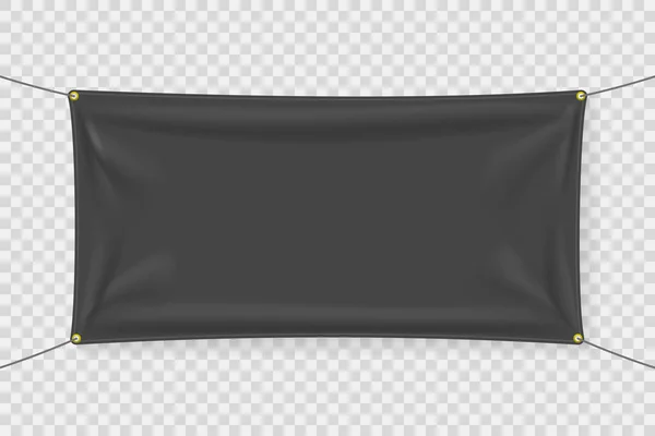 Шаблон банера чорної тканини зі складками — стоковий вектор