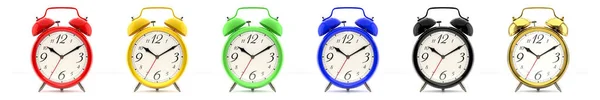 Alarm clock on white background. 3D illustration — Stock Photo, Image
