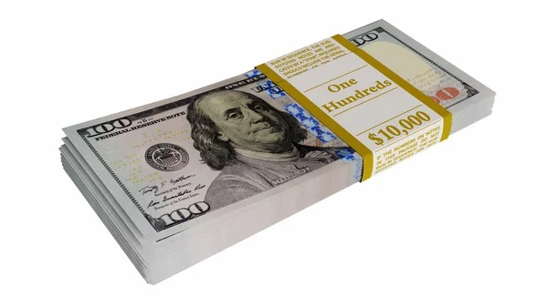 Pilha de dólares americanos isolados em fundo branco — Fotografia de Stock