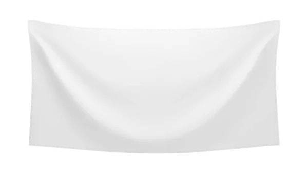 Bílý textilní banner se záhyby izolované na bílém pozadí — Stockový vektor