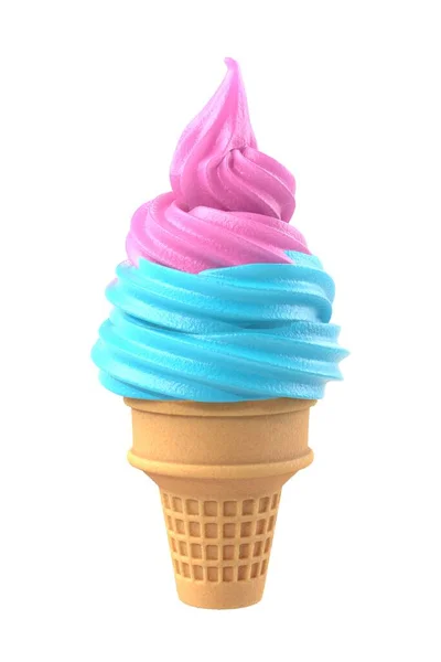 Gelo Macio Gelado Cone Waffle Bagas Cor Rosa Sabor Menta — Fotografia de Stock