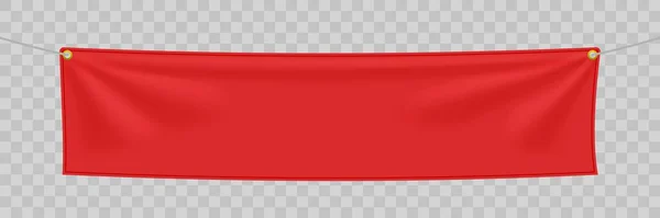 Red textile banner with folds — Stock Vector