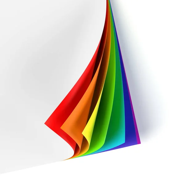 Blank document with rainbow colored curled corner — Stock Photo, Image