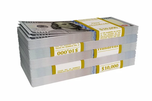 Pile of american dollars 3D illustrations, isolated on white background — Stock Photo, Image