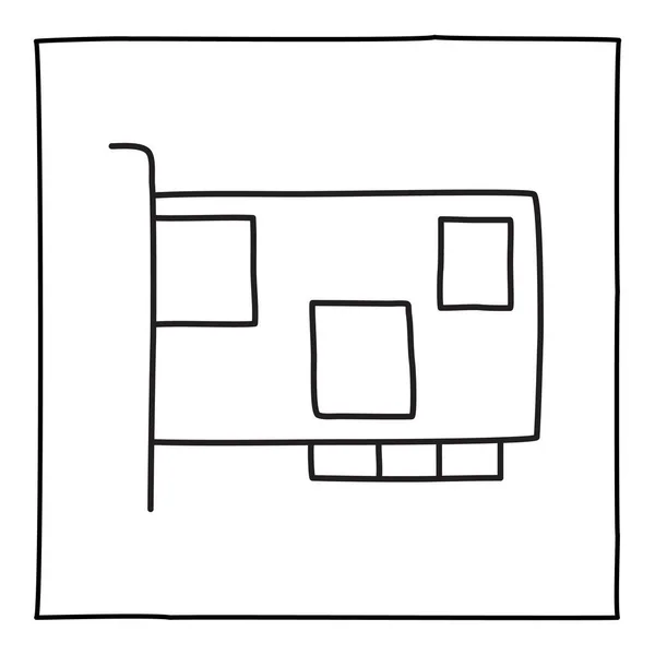 Doodle Computer-Speicherkarte Symbol Hand mit dünner schwarzer Linie gezeichnet — Stockvektor