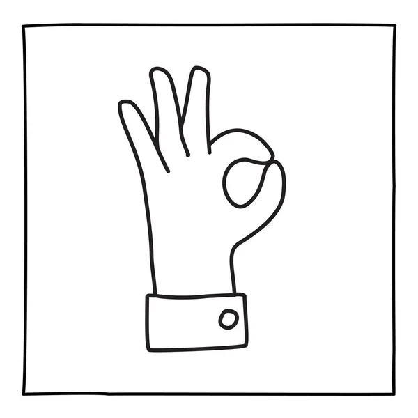 Doodle OK gesture icon or logo, hand drawn with thin black line. — Wektor stockowy