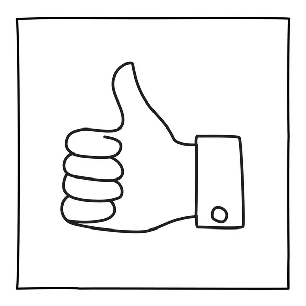 Doodle polegares para cima ícone ou logotipo mão desenhada com linha fina — Vetor de Stock