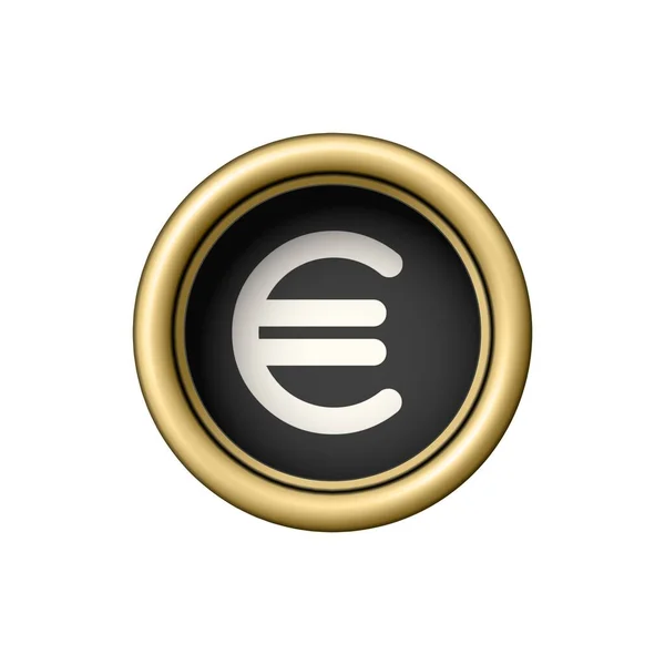 Simbolo dell'euro. Vintage pulsante macchina da scrivere d'oro. — Vettoriale Stock