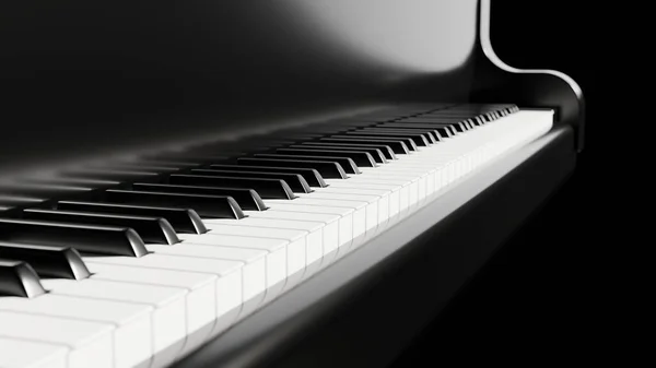Πληκτρολόγιο πιάνο γκρο πλαν προβολή 3D εικόνα — Φωτογραφία Αρχείου
