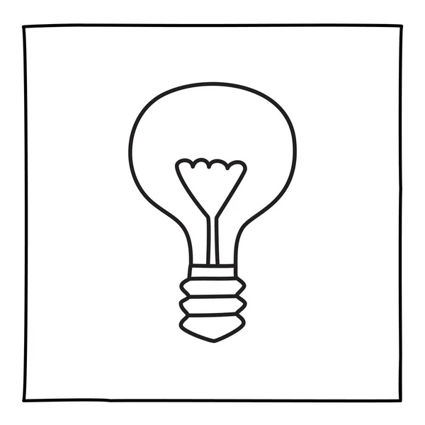 Icono Doodle Economic Light Bulb Símbolo Blanco Negro Con Marco — Vector de stock