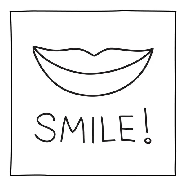 Doodle Ícone Sorriso Logotipo Mão Desenhada Com Linha Preta Fina — Vetor de Stock