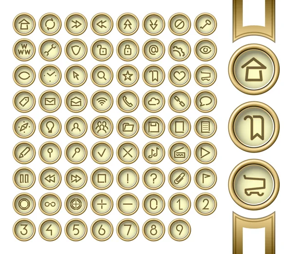 Botões de interface dourado. — Vetor de Stock