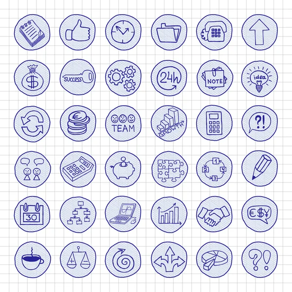 Set di pulsanti disegnati a mano business — Vettoriale Stock