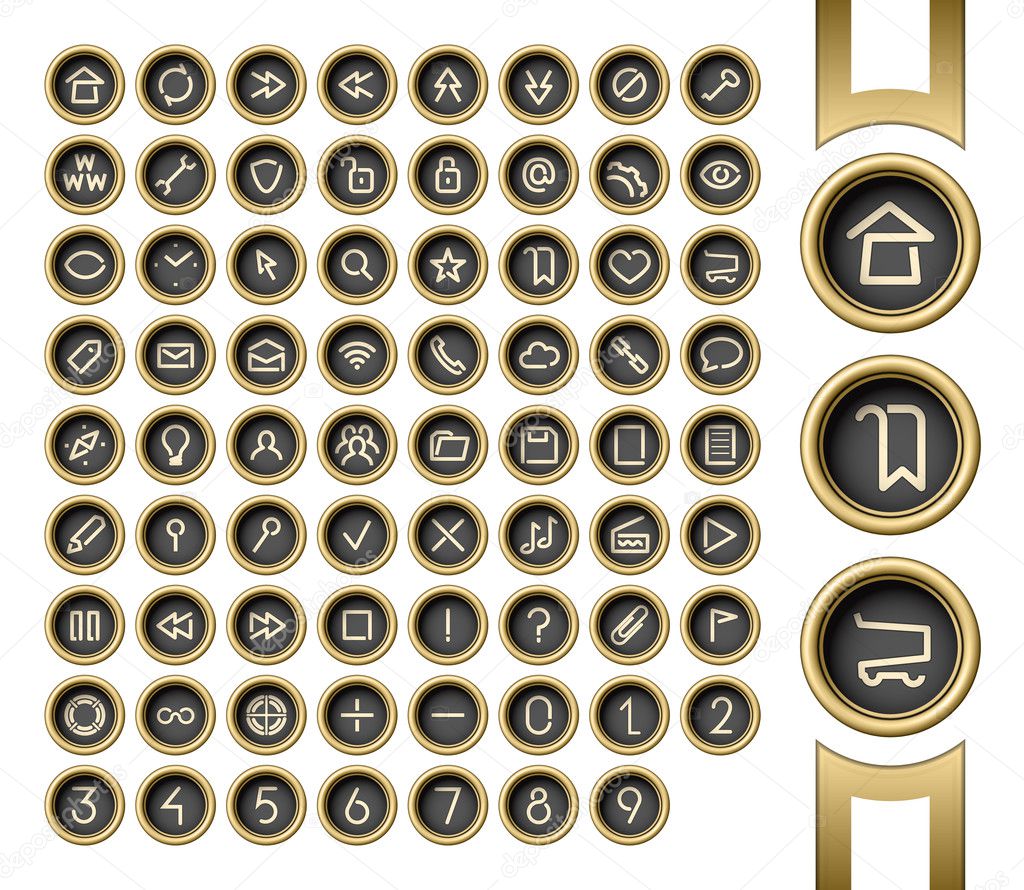 Golden interface buttons. Stock Vector Image by ©paketesama #52108359