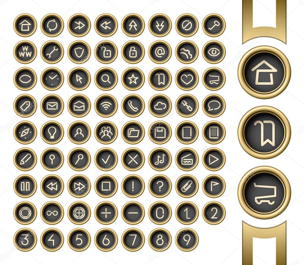 Golden interface buttons.