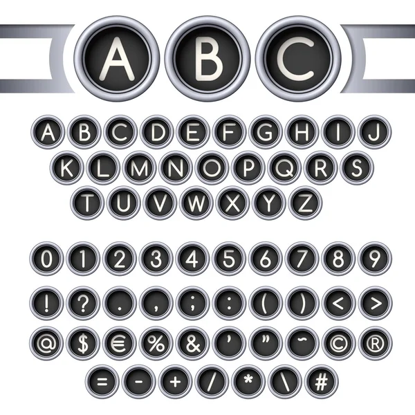 Alphabet des boutons machine à écrire — Image vectorielle