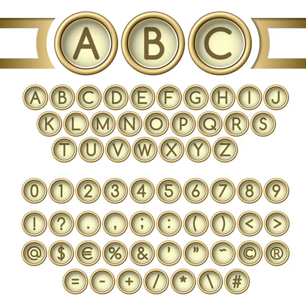 Alphabet des boutons machine à écrire — Image vectorielle