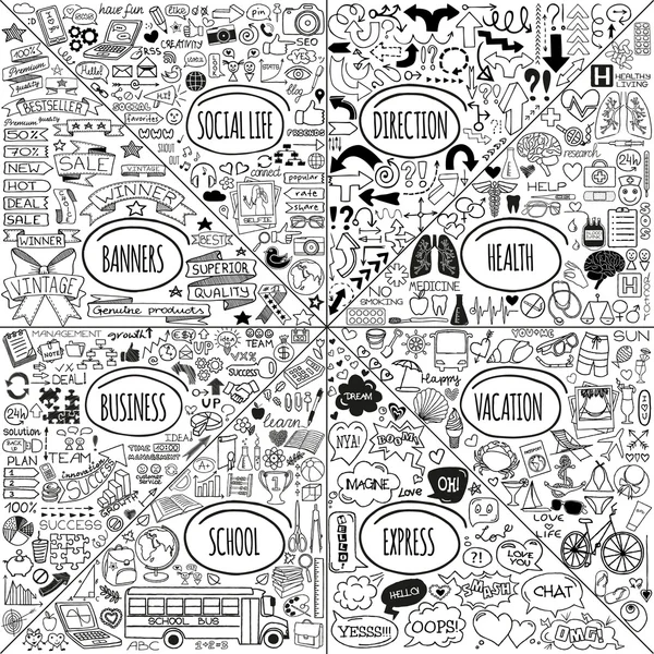 Mega doodle conjunto de iconos — Archivo Imágenes Vectoriales