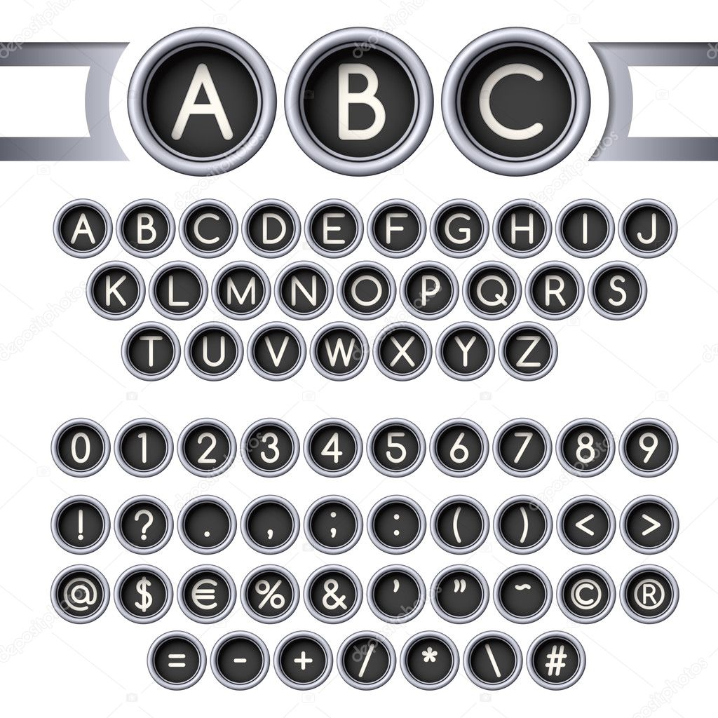 Typewriter buttons alphabet