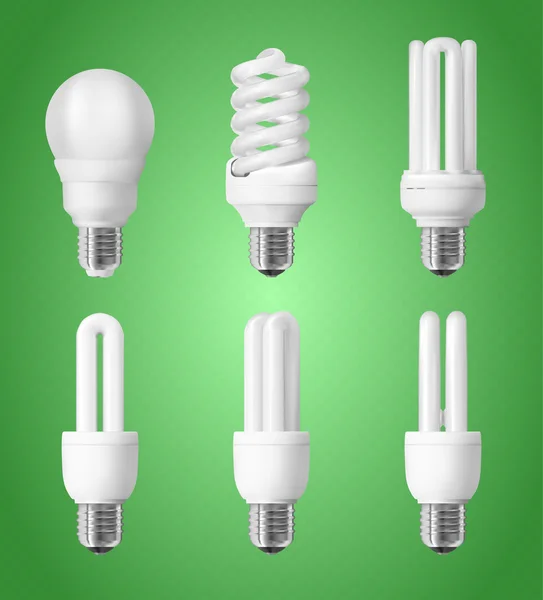 Set of energy saving light bulbs — Stock Vector