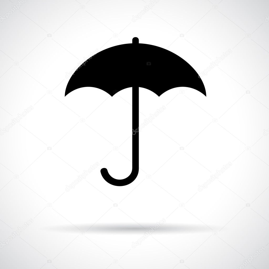 Umbrella. Black flat icon with shadow.