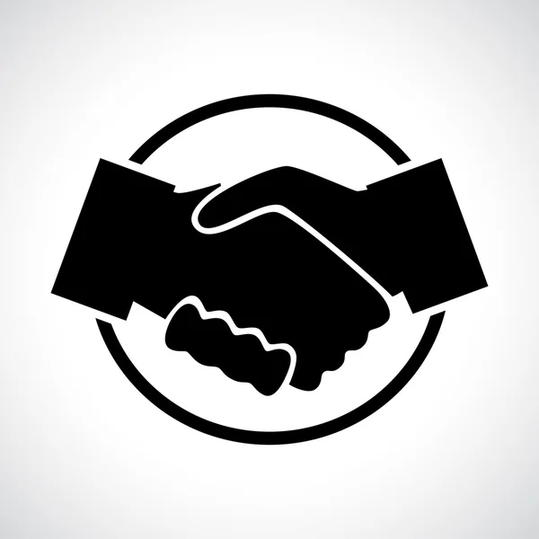 Handshake. Schwarze flache Ikone in einem Kreis. — Stockvektor