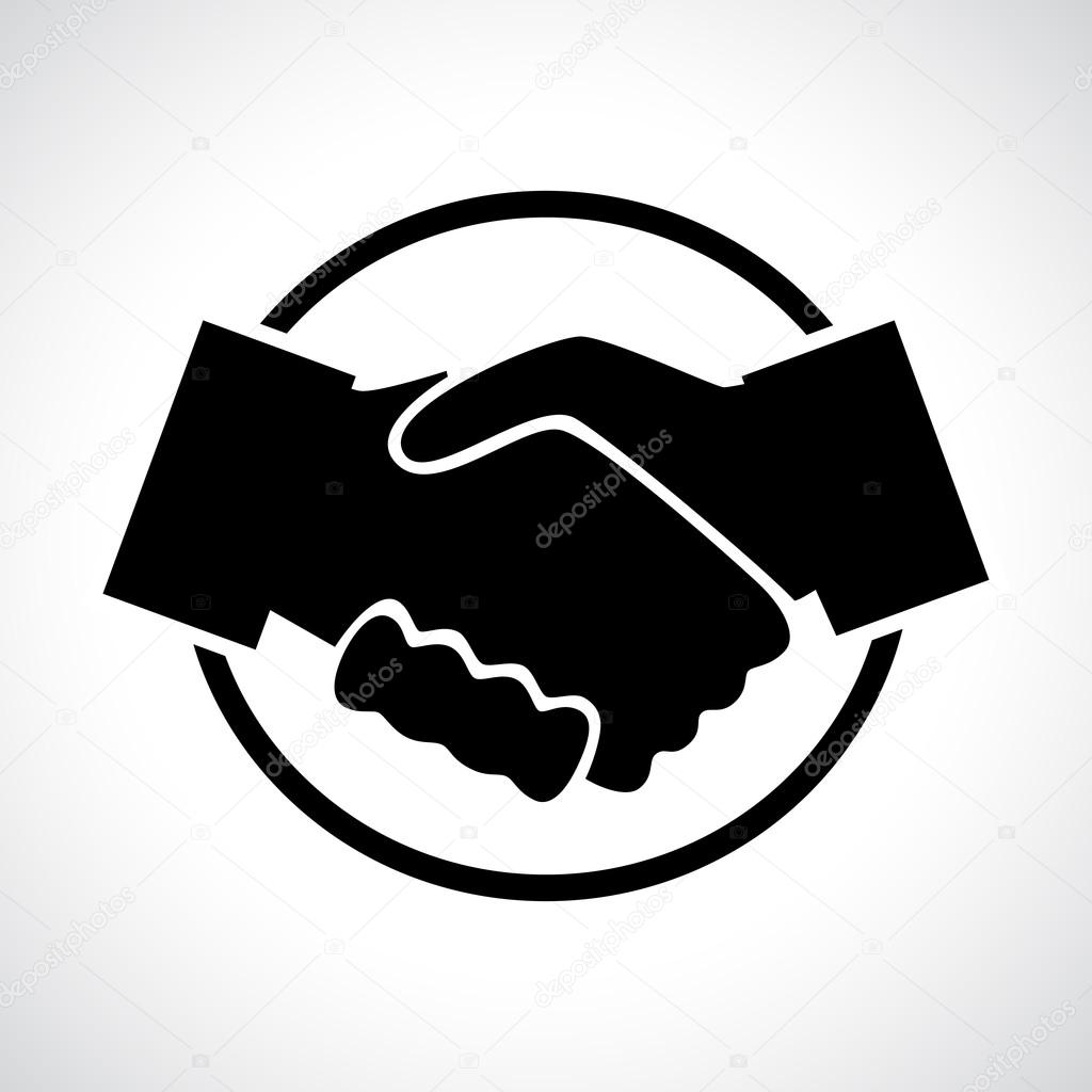 Handshake. Black flat icon in a circle.