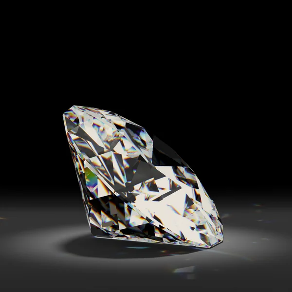 Shiny white diamond on black background. — Stock Photo, Image