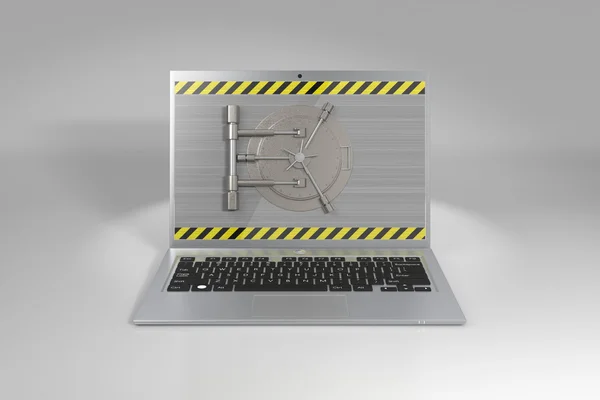 Laptop with a safe lock. — Stock Photo, Image