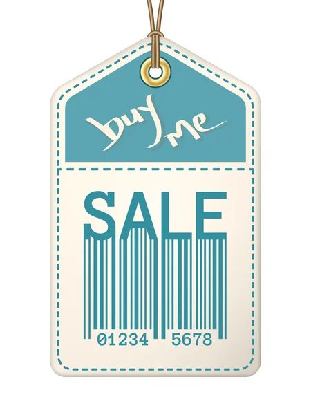 Vintage sale tag with stitches. — Stock Vector