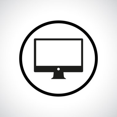 Computer display symbol in a circle.