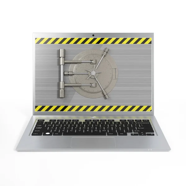 Laptop with a safe lock. — Stock Photo, Image