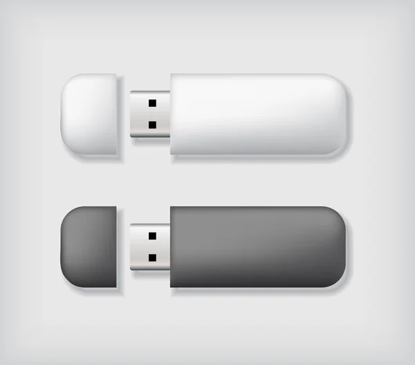 Två USB-minnet käppar mockup — Stock vektor